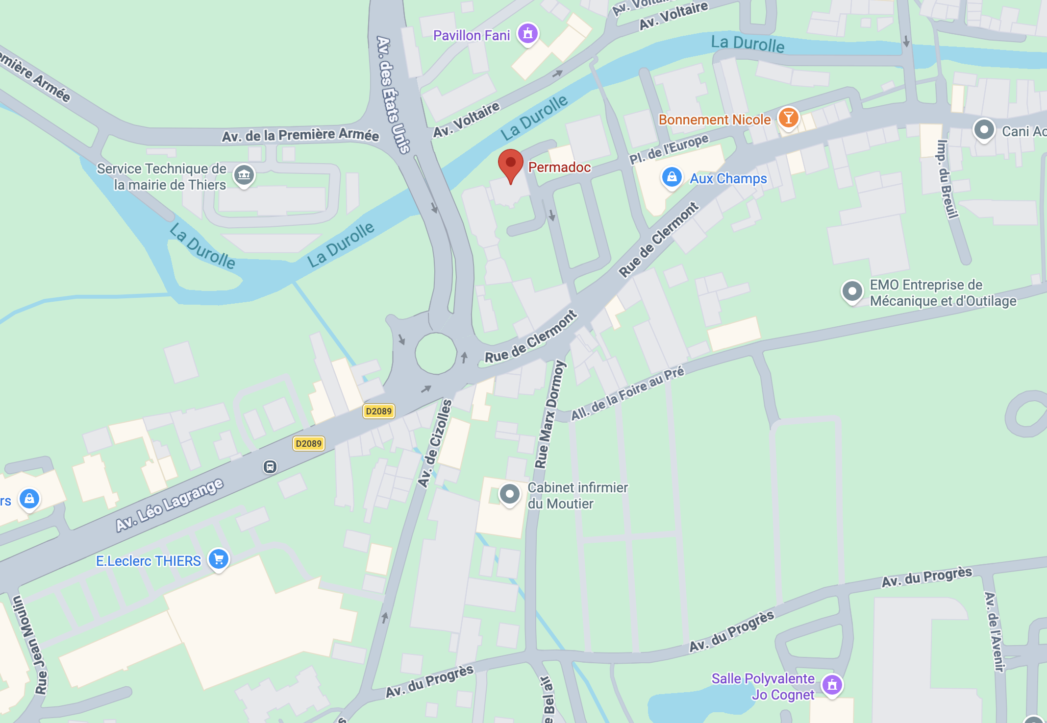 Carte — Permadoc, 3 place de l'Europe, 63300 Thiers